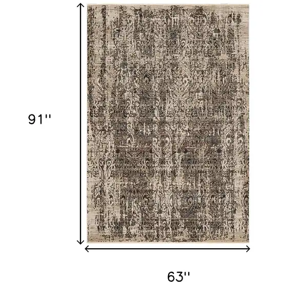 Grey Machine Woven Distressed Traditional Indoor Area Rug Photo 3