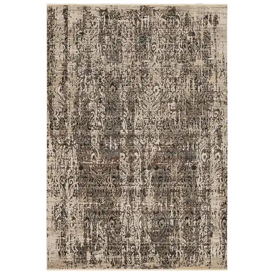 Grey Machine Woven Distressed Traditional Indoor Area Rug Photo 2