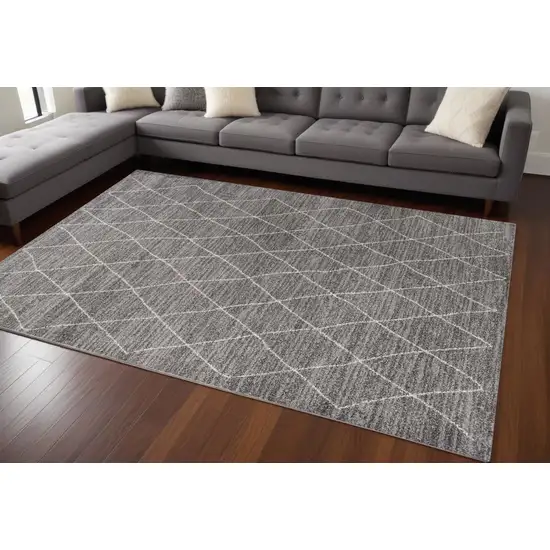 Grey Machine Woven Geometric Indoor Area Rug Photo 2