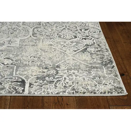 Grey Machine Woven Quatrefoil Indoor Area Rug Photo 4