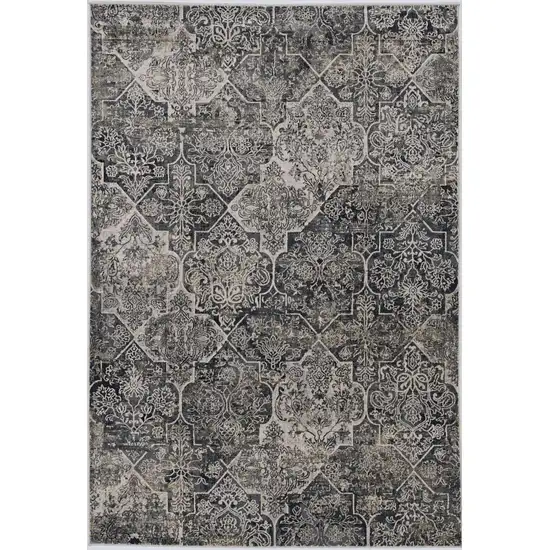 Grey Machine Woven Quatrefoil Indoor Area Rug Photo 2