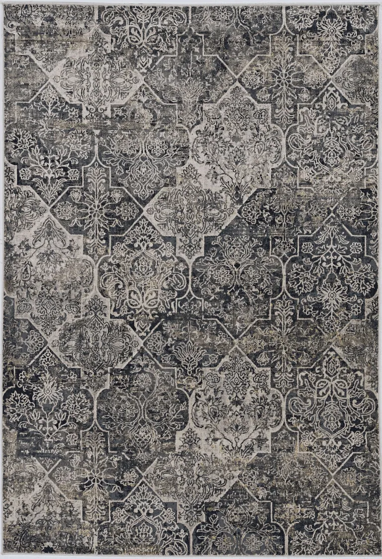 Grey Machine Woven Quatrefoil Indoor Area Rug Photo 2