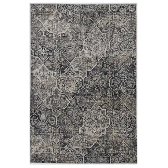 Grey Machine Woven Quatrefoil Indoor Area Rug Photo 1