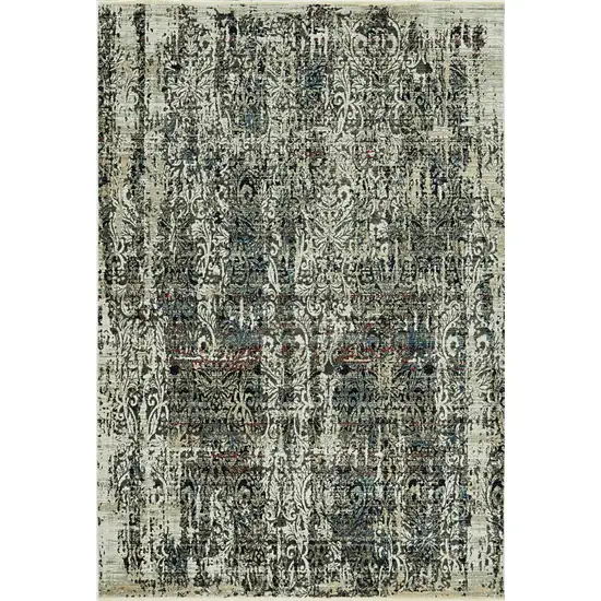 Grey Machine Woven Shrank Distressed Traditional Design Indoor Area Rug Photo 2