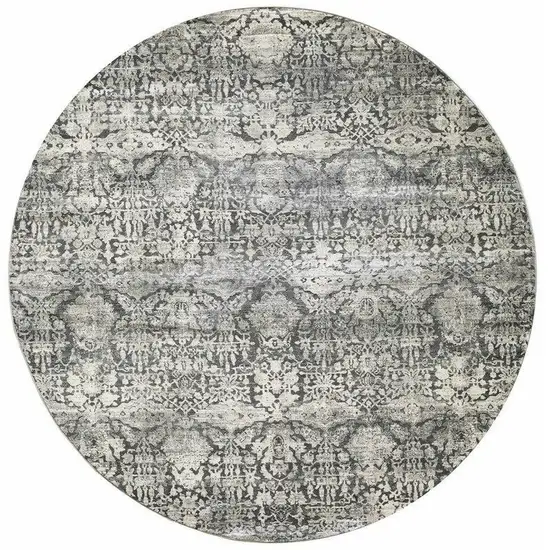 Grey Machine Woven Traditional Round Indoor Area Rug Photo 2