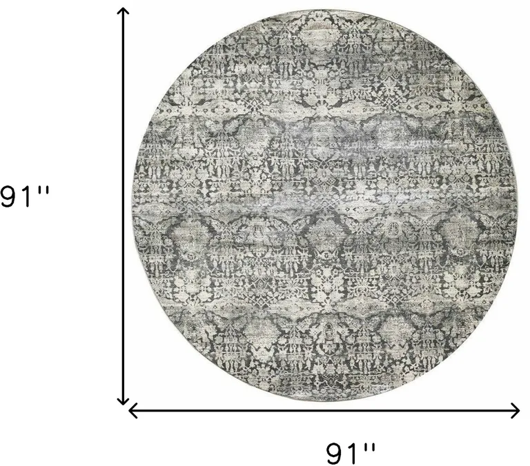 Grey Machine Woven Traditional Round Indoor Area Rug Photo 4