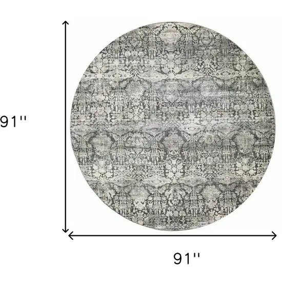 Grey Machine Woven Traditional Round Indoor Area Rug Photo 4