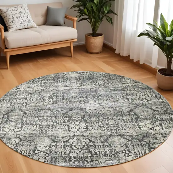 Gray Round Area Rug Photo 2