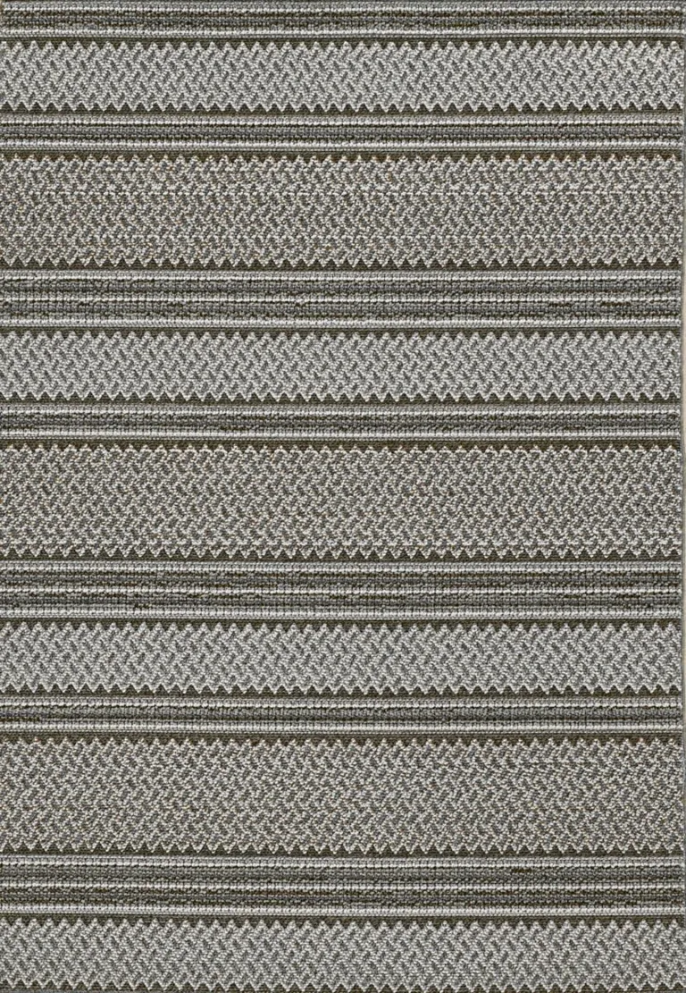 Grey Machine Woven UV Treated Awning Stripes Indoor Outdoor Runner Rug Photo 1