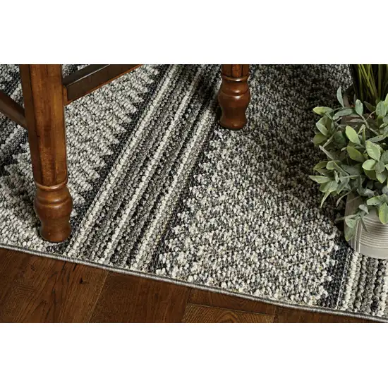 Grey Machine Woven UV Treated Awning Stripes Indoor Outdoor Runner Rug Photo 3