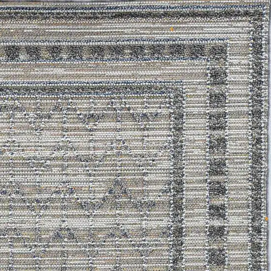 Grey Machine Woven UV Treated Bordered Chevron Indoor Outdoor Area Rug Photo 1