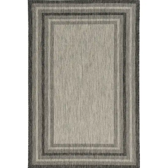 3'X4' Grey Machine Woven Uv Treated Bordered Indoor Outdoor Accent Rug Photo 2