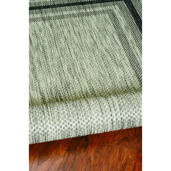 Grey Machine Woven UV Treated Bordered Indoor Outdoor Accent Rug Photo 5