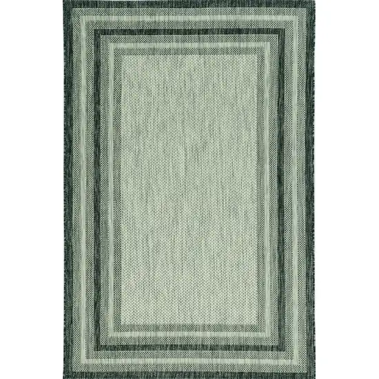 Grey Machine Woven UV Treated Bordered Indoor Outdoor Accent Rug Photo 1