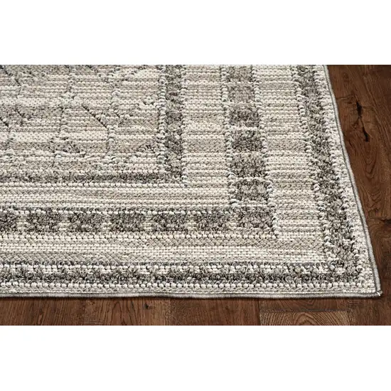 Grey Machine Woven UV Treated Bordered Indoor Outdoor Area Rug Photo 3