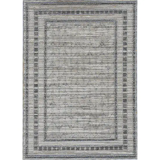 Gray Striped Indoor Outdoor Area Rug Photo 2