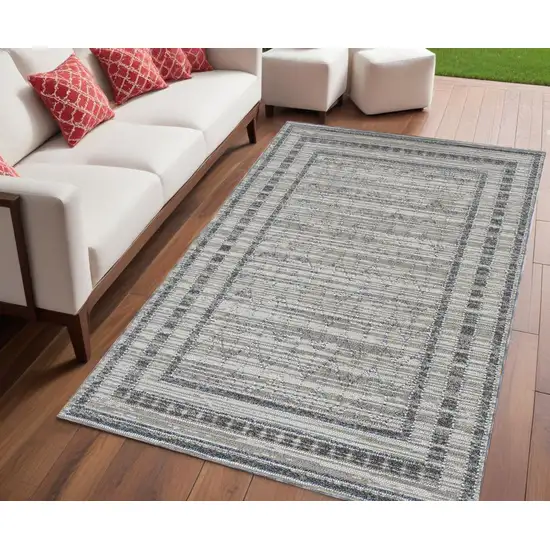 Gray Striped Indoor Outdoor Area Rug Photo 1