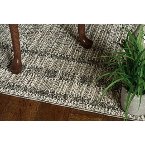 Grey Machine Woven UV Treated Bordered Indoor Outdoor Area Rug Photo 4