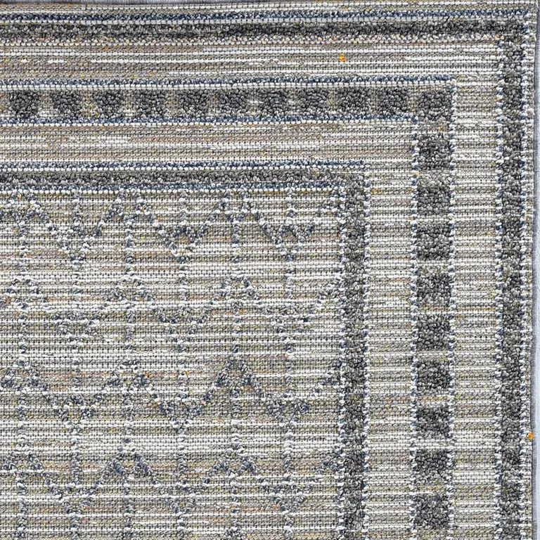 Grey Machine Woven UV Treated Bordered Indoor Outdoor Area Rug Photo 2