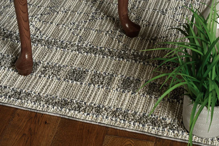 Grey Machine Woven UV Treated Bordered Indoor Outdoor Area Rug Photo 4