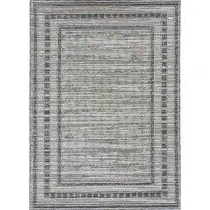 Photo of Grey Machine Woven UV Treated Bordered Indoor Outdoor Area Rug