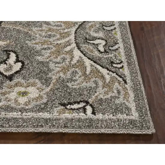 Grey Machine Woven UV Treated Floral Traditional Indoor Outdoor Area Rug Photo 4