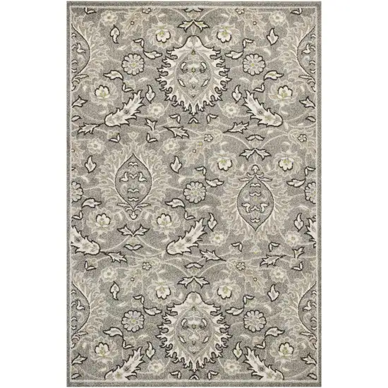 Grey Machine Woven Uv Treated Floral Traditional Indoor Outdoor Area Rug Photo 2