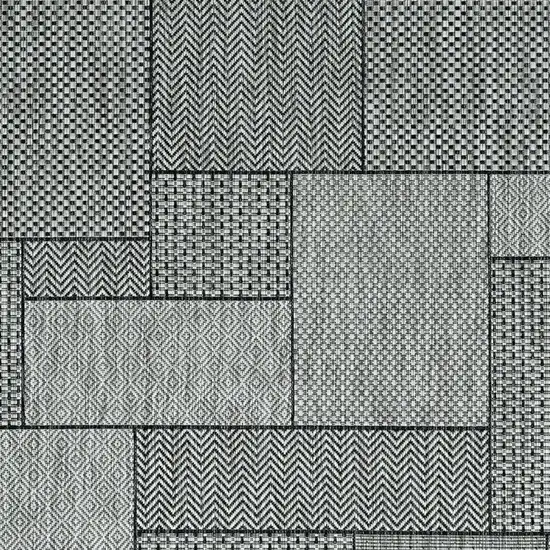 3'X4' Grey Machine Woven Uv Treated Geometric Blocks Indoor Outdoor Accent Rug Photo 6