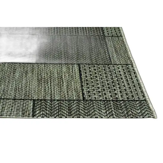 Grey Machine Woven UV Treated Geometric Blocks Indoor Outdoor Accent Rug Photo 2