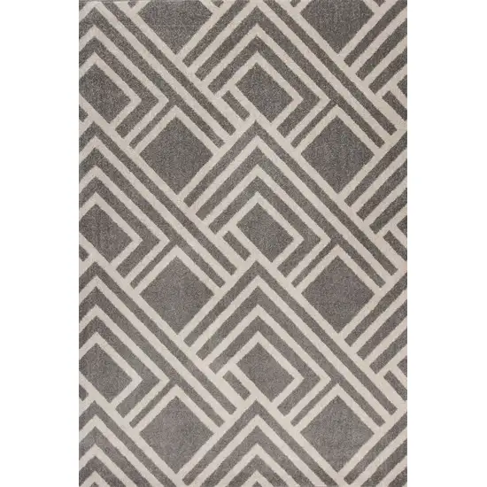 Grey Machine Woven UV Treated Geometric Indoor Outdoor Accent Rug Photo 2