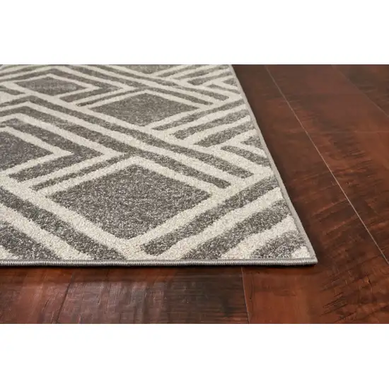 Grey Machine Woven UV Treated Geometric Indoor Outdoor Accent Rug Photo 4