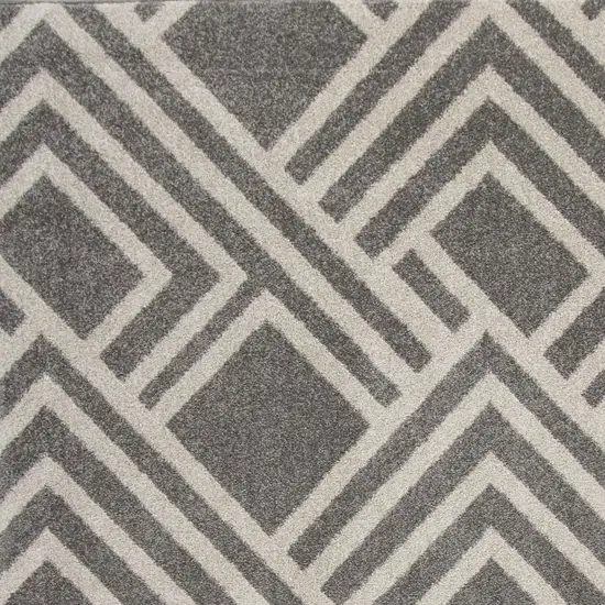 Grey Machine Woven UV Treated Geometric Indoor Outdoor Accent Rug Photo 3