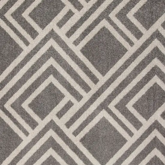 2'X4' Grey Machine Woven Uv Treated Geometric Indoor Outdoor Accent Rug Photo 7