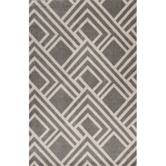 Grey Machine Woven UV Treated Geometric Indoor Outdoor Accent Rug Photo 1