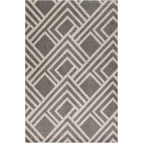 2'X4' Grey Machine Woven Uv Treated Geometric Indoor Outdoor Accent Rug Photo 4