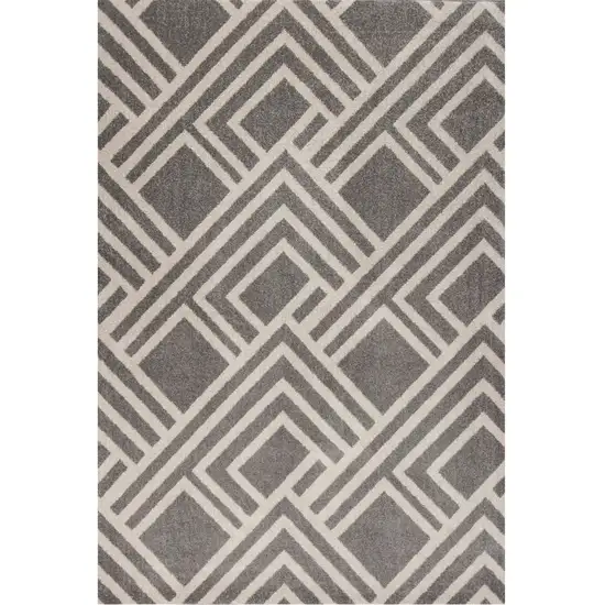 2'X4' Grey Machine Woven Uv Treated Geometric Indoor Outdoor Accent Rug Photo 3