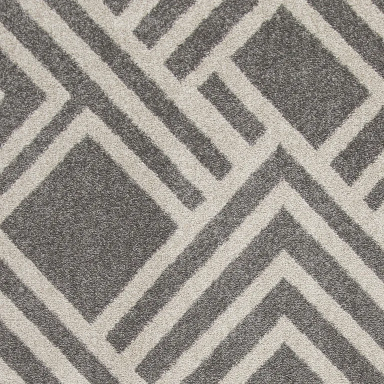 Grey Machine Woven UV Treated Geometric Indoor Outdoor Area Rug Photo 2