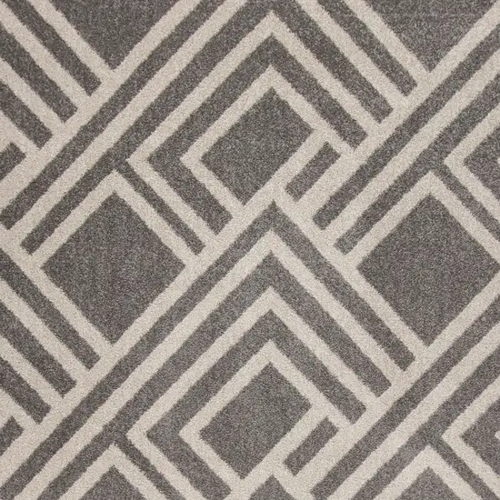 3'X5' Grey Machine Woven Uv Treated Geometric Indoor Outdoor Area Rug Photo 3