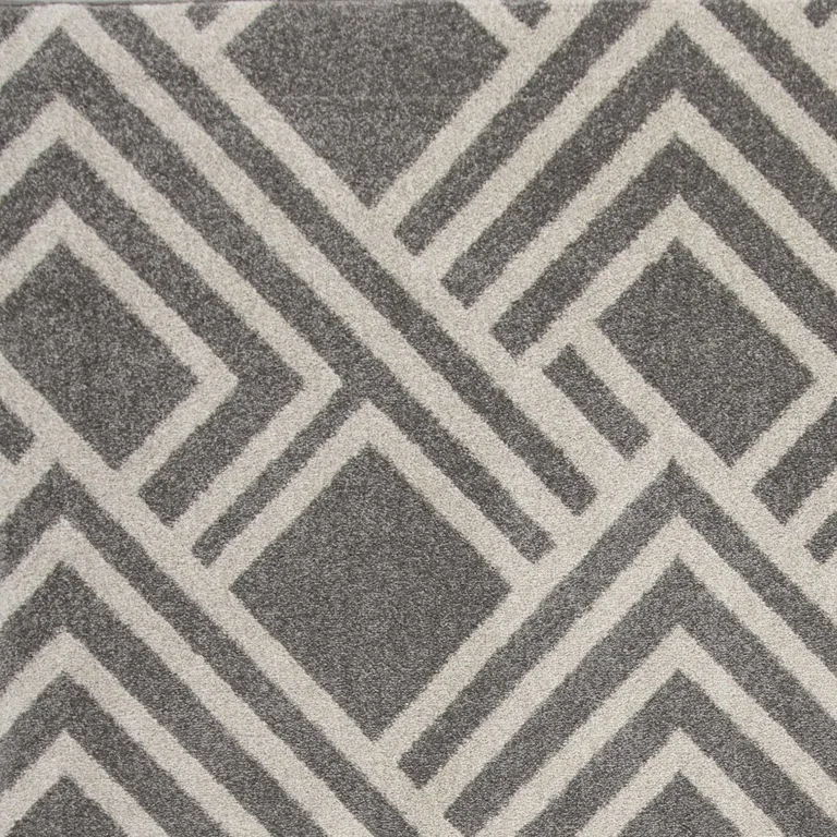 Grey Machine Woven UV Treated Geometric Indoor Outdoor Area Rug Photo 1