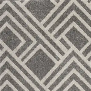 Photo of Grey Machine Woven UV Treated Geometric Indoor Outdoor Area Rug