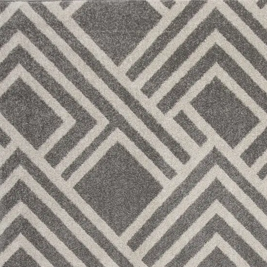 Grey Machine Woven UV Treated Geometric Indoor Outdoor Area Rug Photo 3