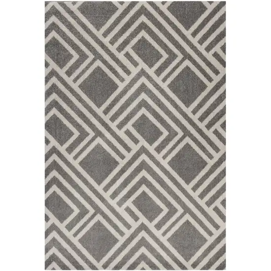 5'X8' Grey Machine Woven Uv Treated Geometric Indoor Outdoor Area Rug Photo 2