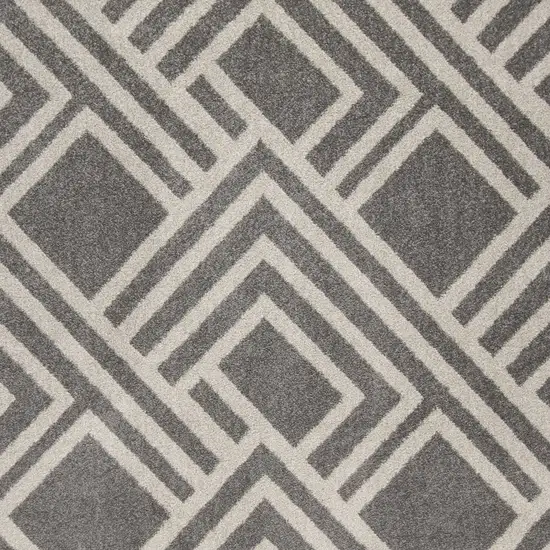 7'X10' Grey Machine Woven Uv Treated Geometric Indoor Outdoor Area Rug Photo 4