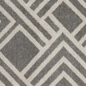 Photo of Grey Machine Woven UV Treated Geometric Indoor Outdoor Area Rug