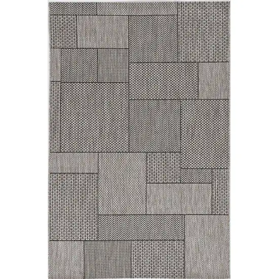 8'X11' Grey Machine Woven Uv Treated Geometric Indoor Outdoor Area Rug Photo 4