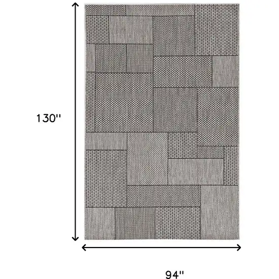 8'X11' Grey Machine Woven Uv Treated Geometric Indoor Outdoor Area Rug Photo 3