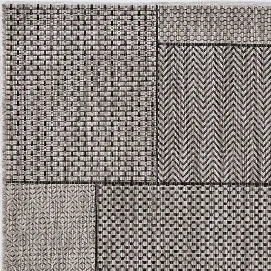 8'X11' Grey Machine Woven Uv Treated Geometric Indoor Outdoor Area Rug Photo 5