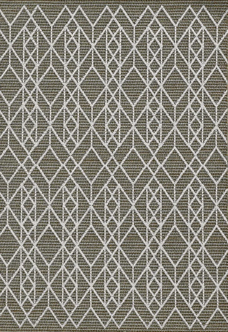 Grey Machine Woven UV Treated Geometric Indoor Outdoor Area Rug Photo 2