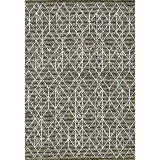 Grey Machine Woven UV Treated Geometric Indoor Outdoor Area Rug Photo 2