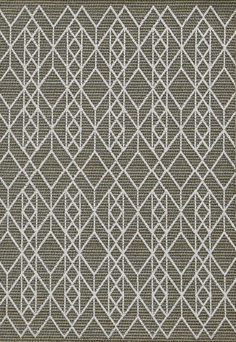 Grey Machine Woven UV Treated Geometric Indoor Outdoor Area Rug Photo 1